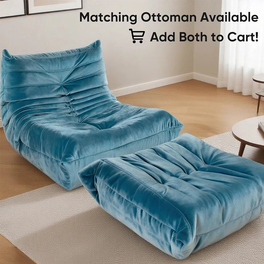 Trenda Bean Bag Chair for Adults, High-Density Foam, Dutch Velvet,Blue