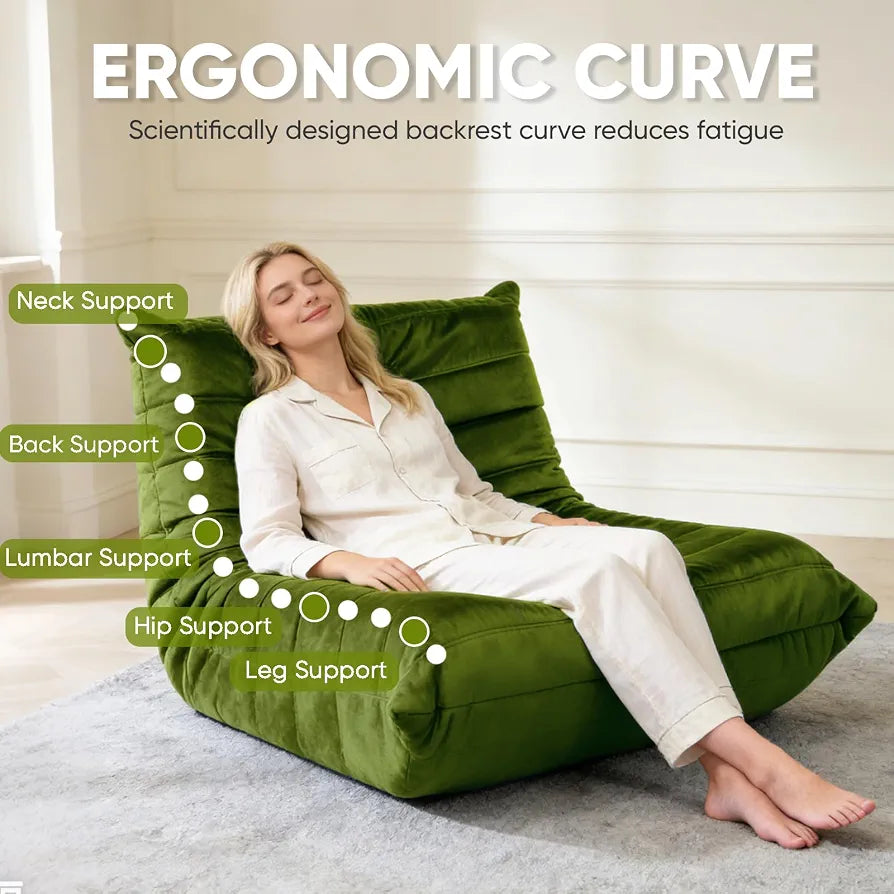 Trenda Bean Bag Chair for Adults, High-Density Foam, Dutch Velvet, Green