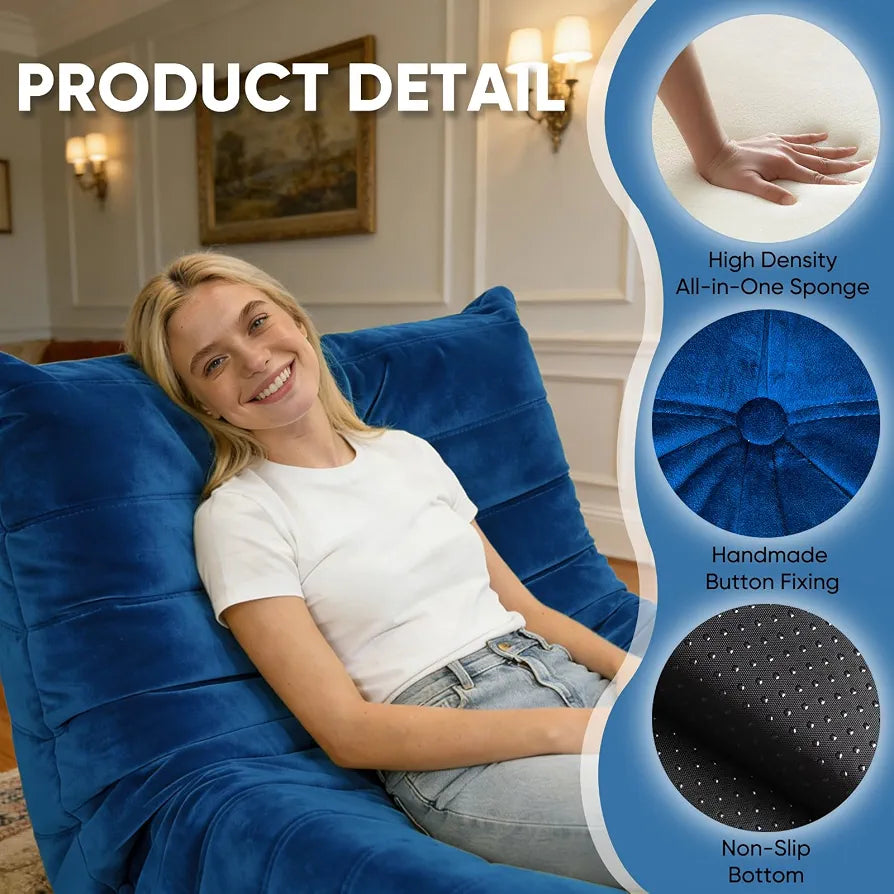 Trenda Bean Bag Chair for Adults, High-Density Foam,Dutch Velvet,Royal Blue