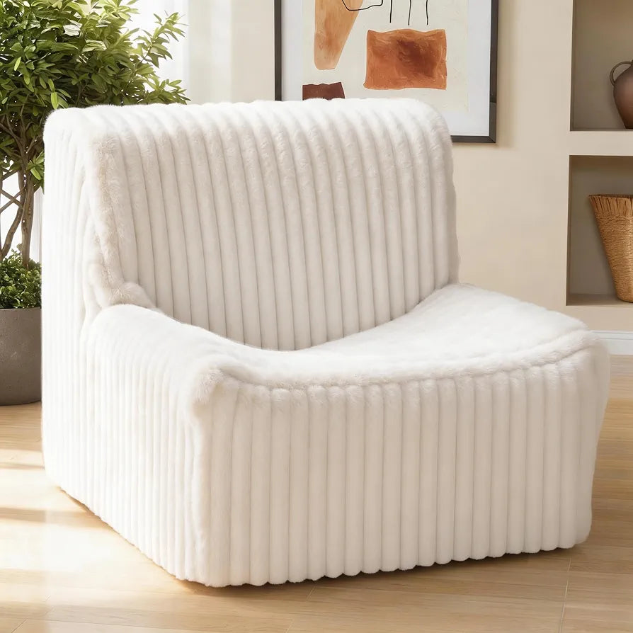 Trenda 32'' Armless Accent Chair, Boneless Space-Saving Reading Chair