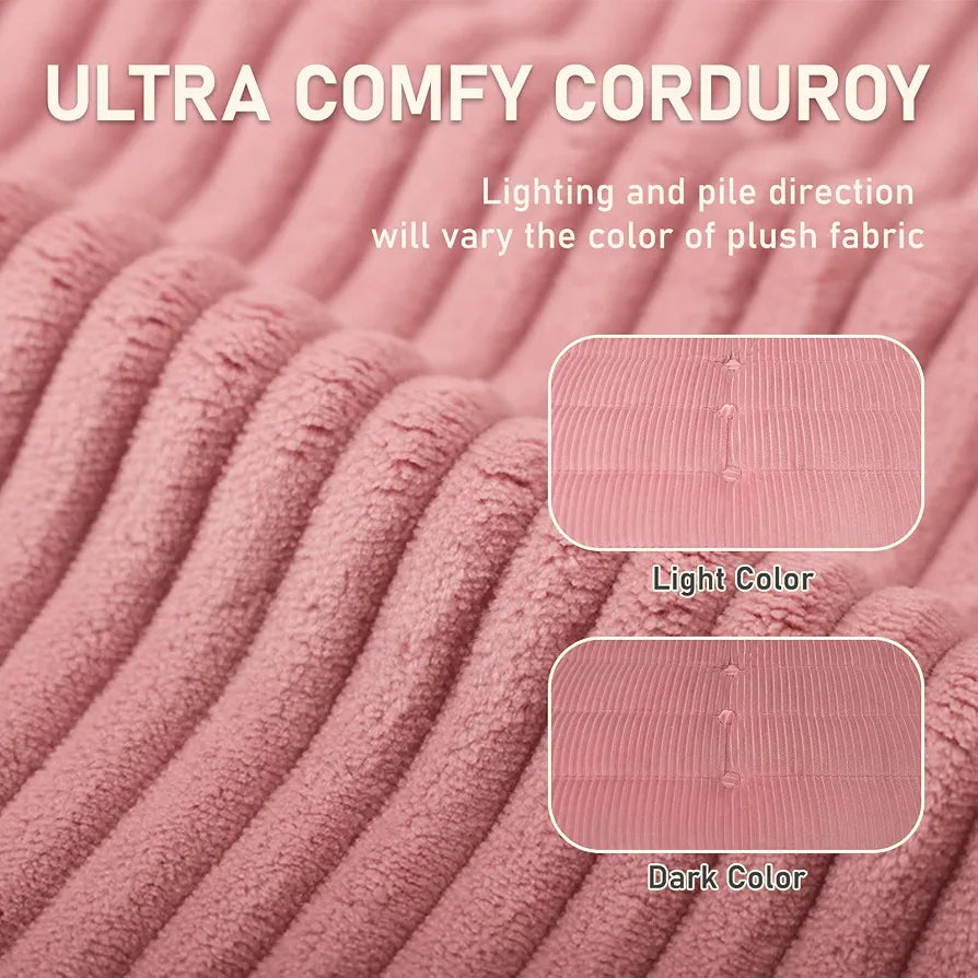Trenda Bean Bag Chair for Adults, High-Density Foam, Corduroy, Pink