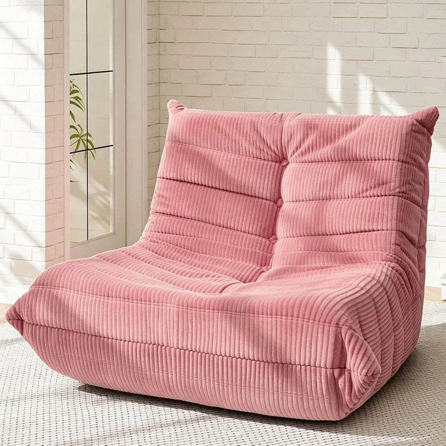 Trenda Bean Bag Chair for Adults, High-Density Foam, Corduroy, Pink