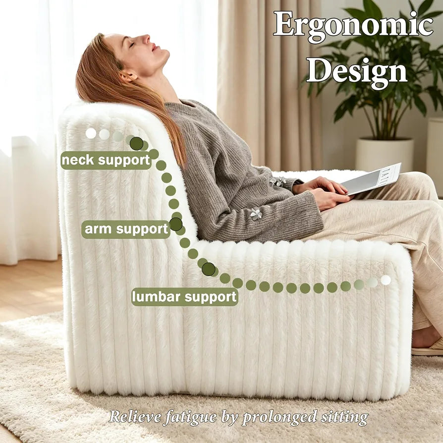 Trenda 32'' Armless Accent Chair, Boneless Space-Saving Reading Chair