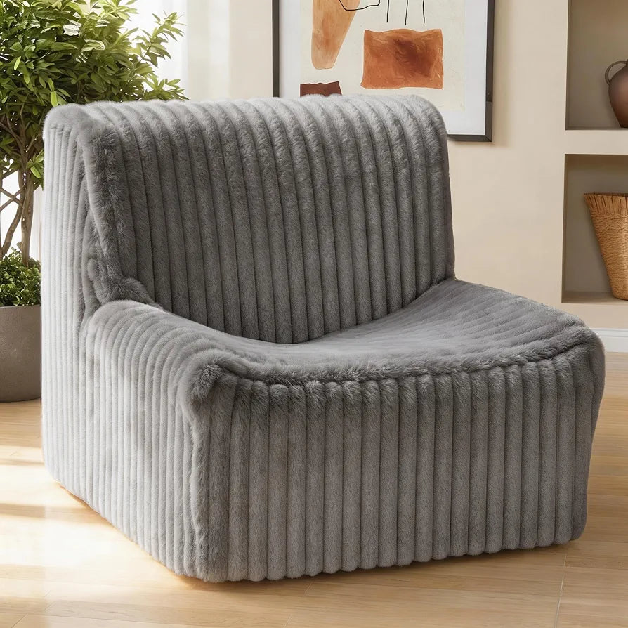 Trenda 32'' Armless Accent Chair, Boneless Space-Saving Reading Chair