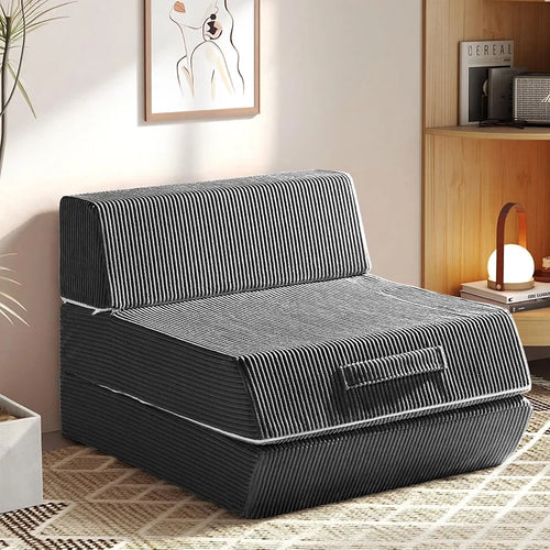 Folding Chair Bed, 16lbs Convertible Sleeper Chair Sofa Bed, Dark Grey