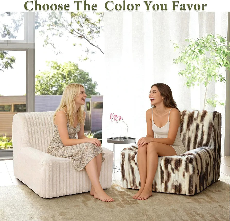 Trenda 32'' Armless Accent Chair, Boneless Space-Saving Reading Chair