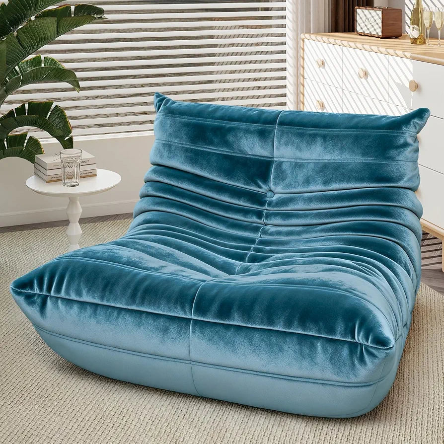 Trenda Bean Bag Chair for Adults, High-Density Foam, Dutch Velvet,Blue