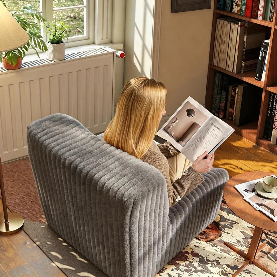 Trenda 32'' Armless Accent Chair, Boneless Space-Saving Reading Chair