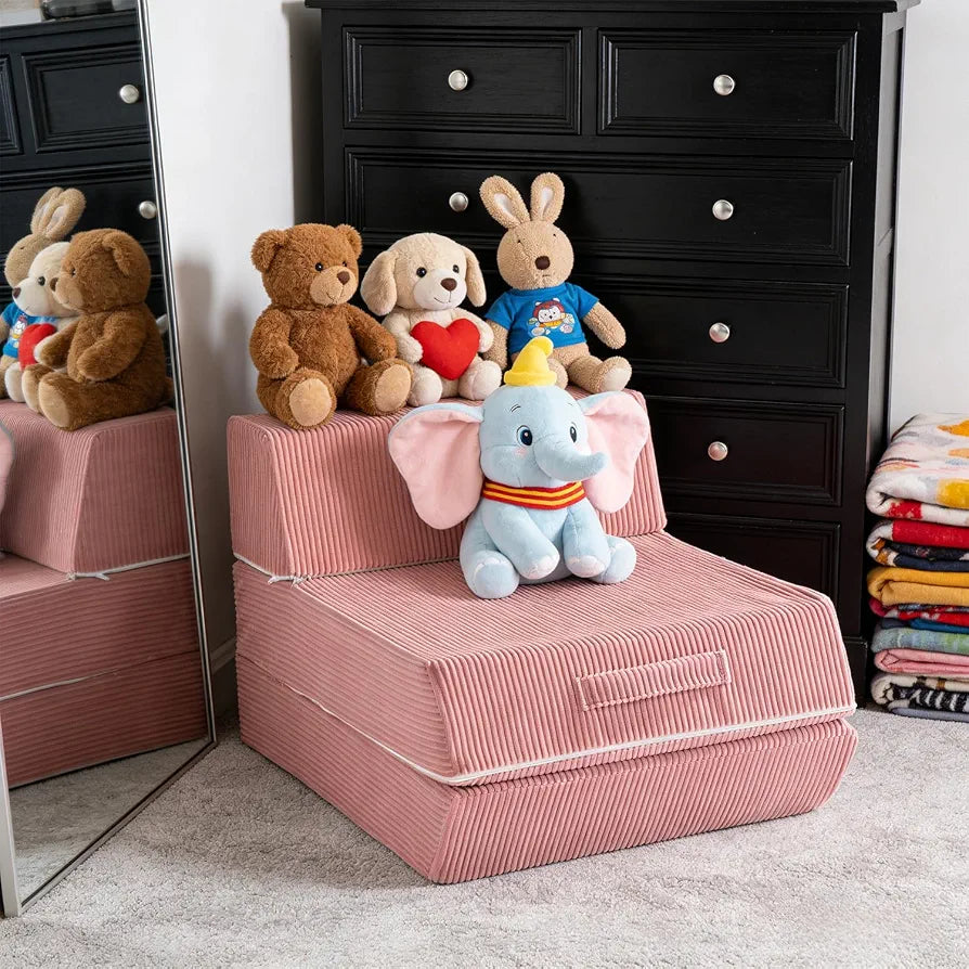 Trenda Folding Chair Bed, 16lbs Convertible Sleeper Chair Sofa Bed, Pink