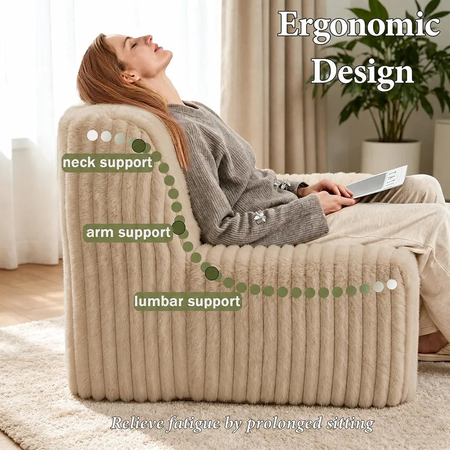 Trenda 32'' Armless Accent Chair, Boneless Space-Saving Reading Chair