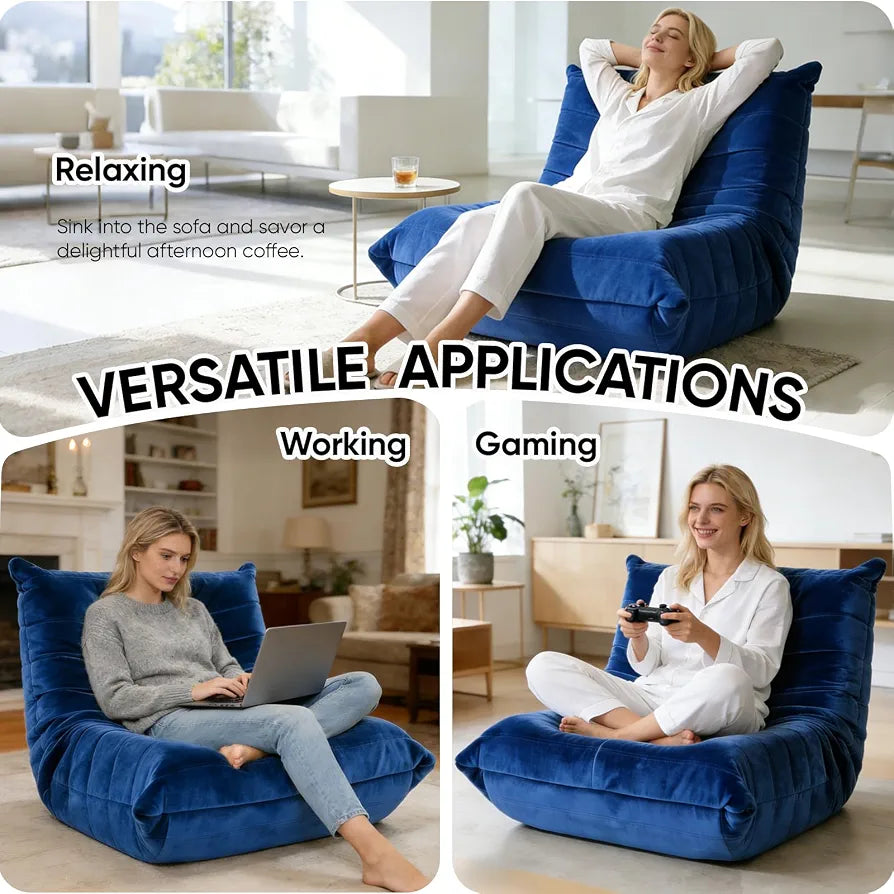 Trenda Bean Bag Chair for Adults, High-Density Foam,Dutch Velvet,Royal Blue