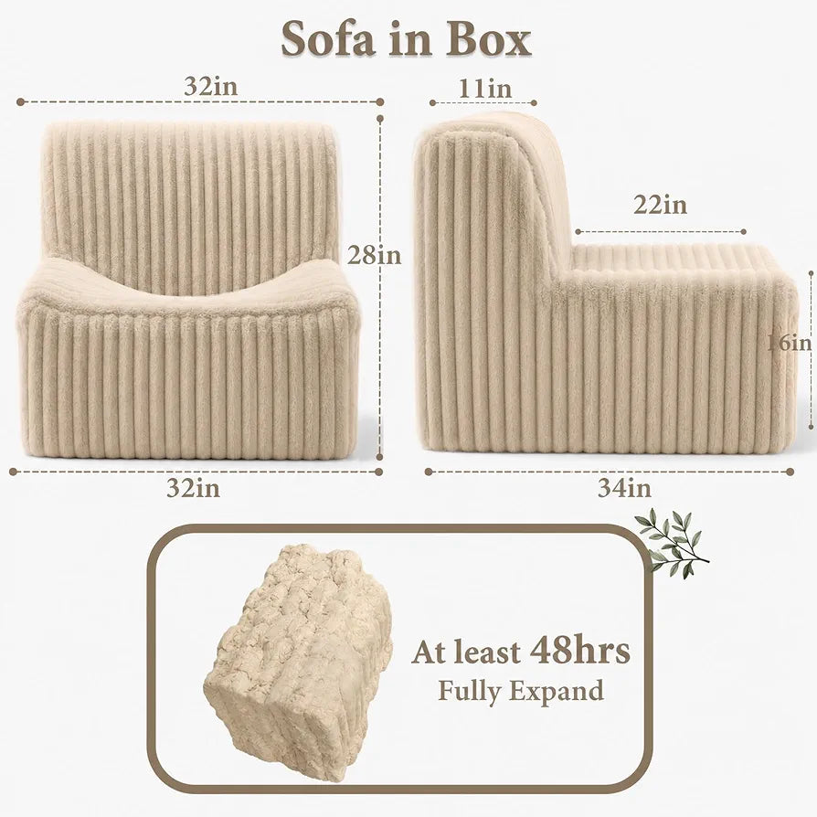 Trenda 32'' Armless Accent Chair, Boneless Space-Saving Reading Chair