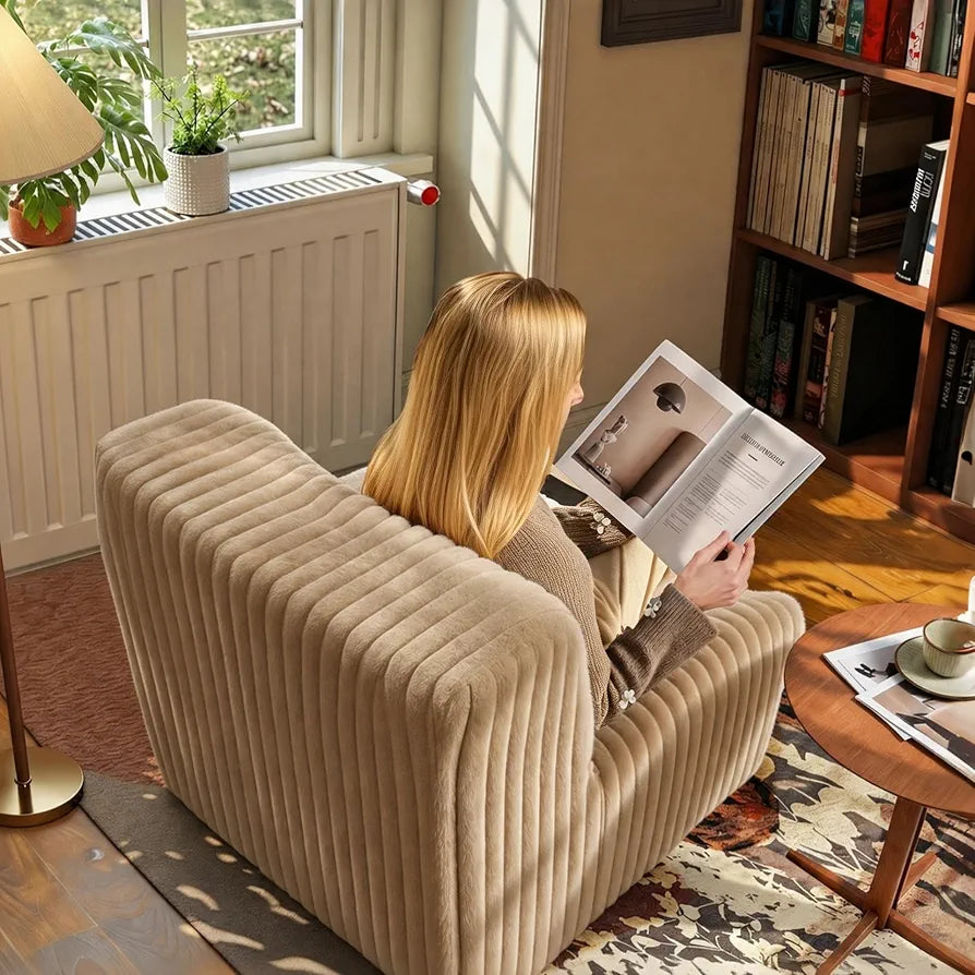 Trenda 32'' Armless Accent Chair, Boneless Space-Saving Reading Chair