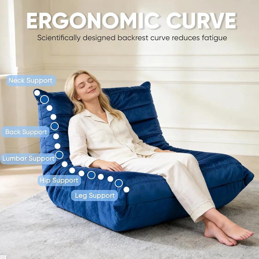 Trenda Bean Bag Chair for Adults, High-Density Foam,Dutch Velvet,Royal Blue