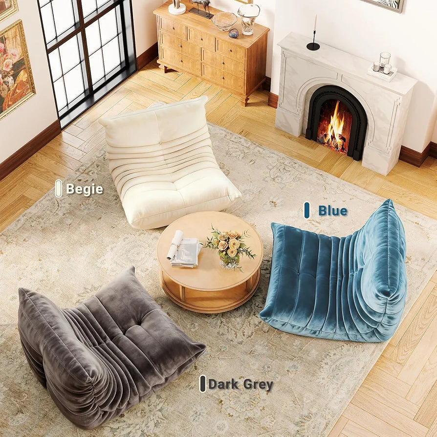 Trenda Bean Bag Chair for Adults, High-Density Foam, Dutch Velvet,Grey
