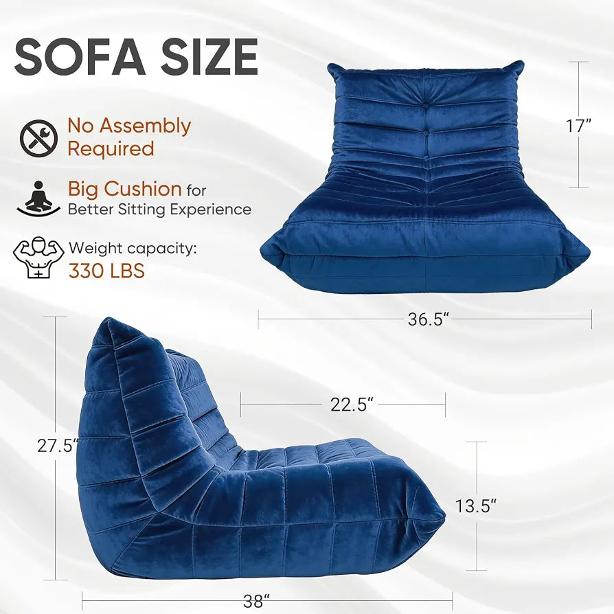 Trenda Bean Bag Chair for Adults, High-Density Foam,Dutch Velvet,Royal Blue