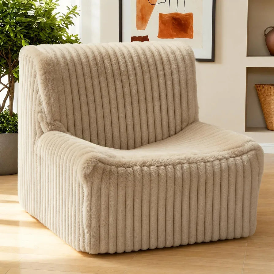 Trenda 32'' Armless Accent Chair, Boneless Space-Saving Reading Chair