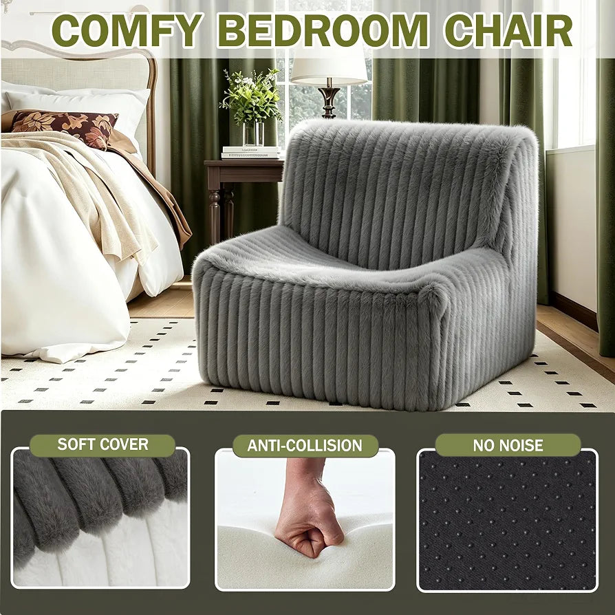 Trenda 32'' Armless Accent Chair, Boneless Space-Saving Reading Chair