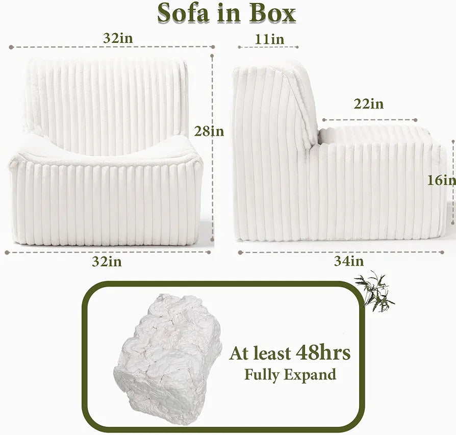 Trenda 32'' Armless Accent Chair, Boneless Space-Saving Reading Chair