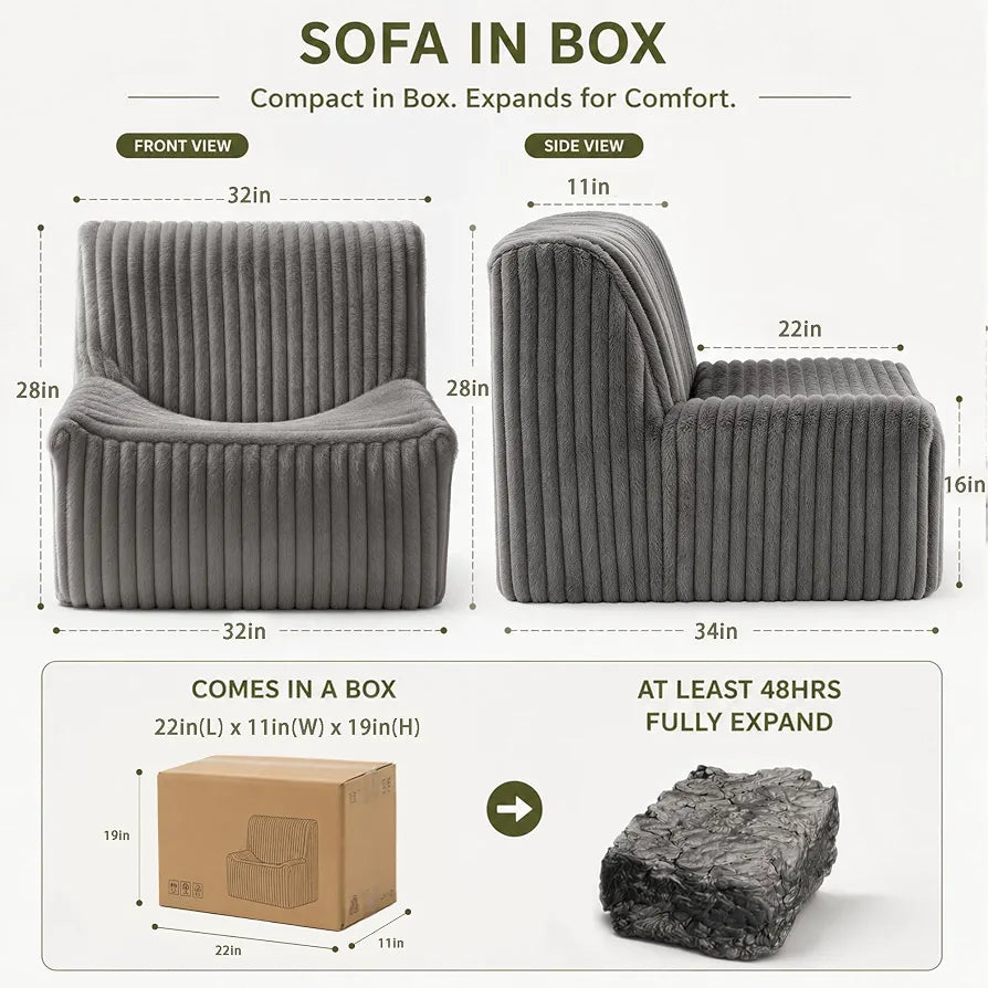 Trenda 32'' Armless Accent Chair, Boneless Space-Saving Reading Chair